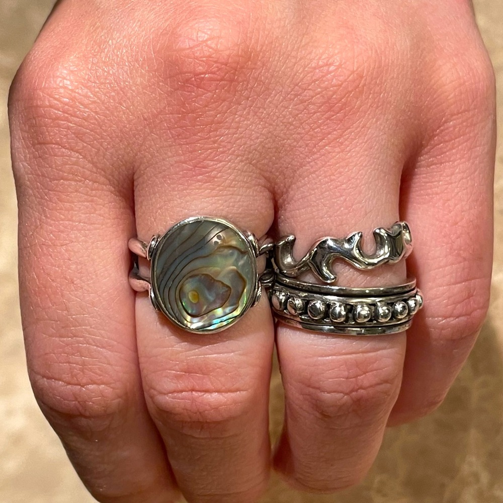 Black mother of pearl ring*.925 SS*. *GENUINE MOP*